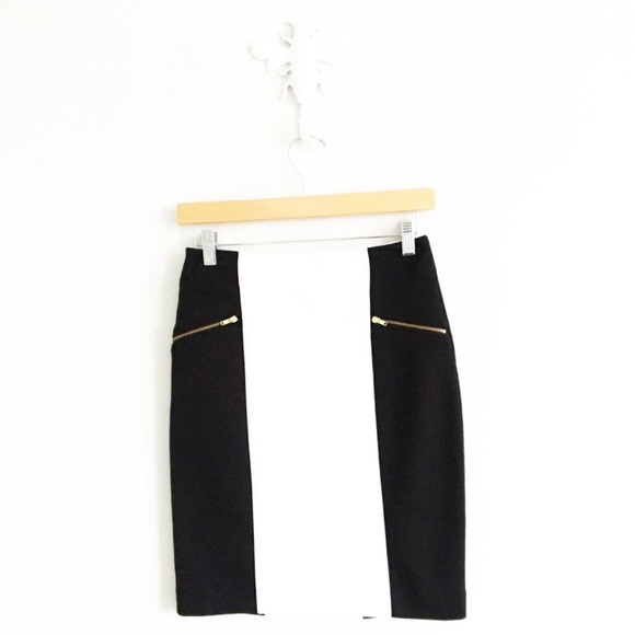 Cynthia Rowley Black White Colorblock Pencil Skirt - Picture 2 of 5